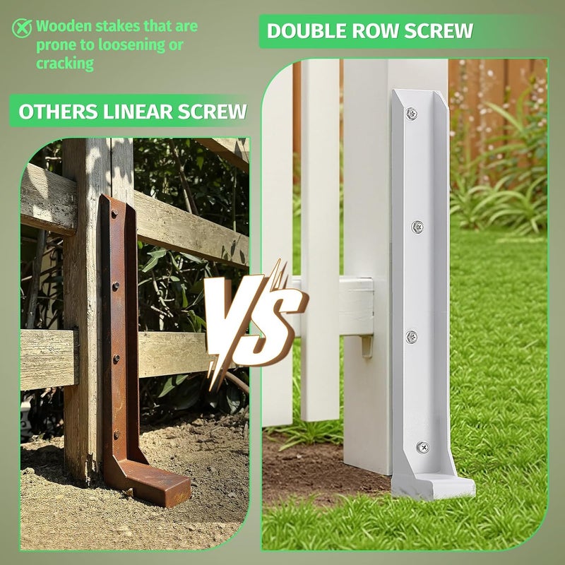 SINTOP Fence Post Repair Stakes Kit – 1/8" Thickened Carbon Steel One-Piece Structure, Heavy Duty Ground Anchor Stake for Repairing or Reinforcing Broken/Leaning Privacy Fence & Mailbox Post, White, 1-Pack. - Image 5